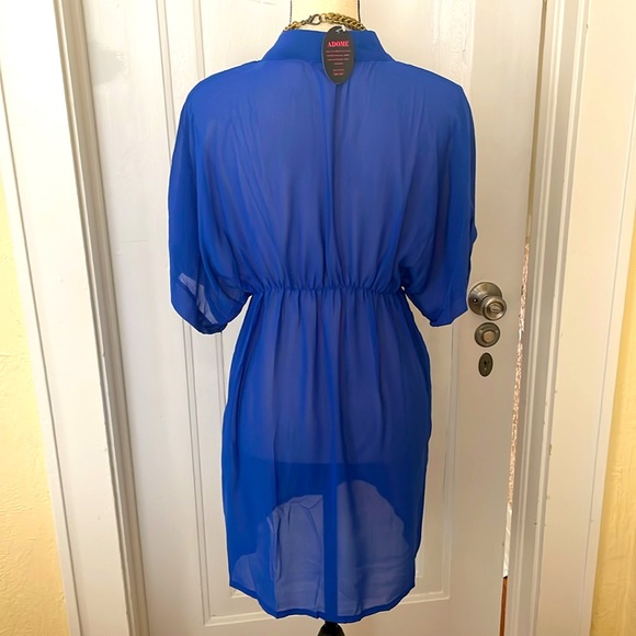 NWT Adome Brilliant Blue Sheer‎ Beach Coverup one size - Picture 3 of 6